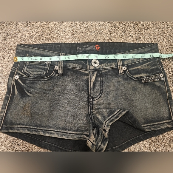 NWOT! Guess Rhinestone Studded Distressed Shorts Blue Denim 28 - Picture 10 of 11